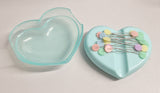 Heart Magnetic Pin Cushion Sewing Pin Holder with Free Pins Purple or Turquoise