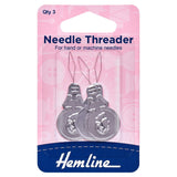 Needle Threader Hemline for Hand or Machine Needles Pack of 3 - Aluminium