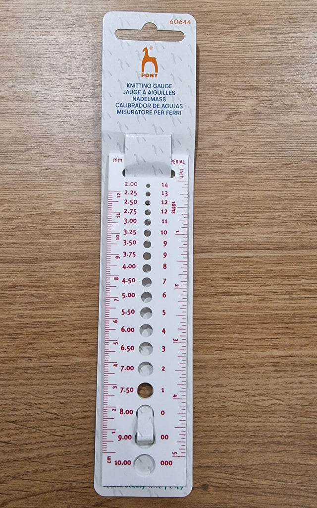 Pony Knitting Needle Gauge / Sizer - Imperial, Metric & U.S. Sizes