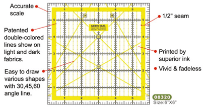 Quilting Patchwork Ruler 6 inch x 6 inch