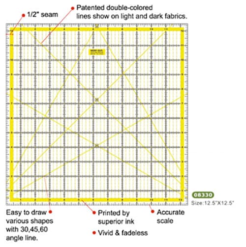 Quilting Patchwork Ruler 12.5 inch x 12.5 inch