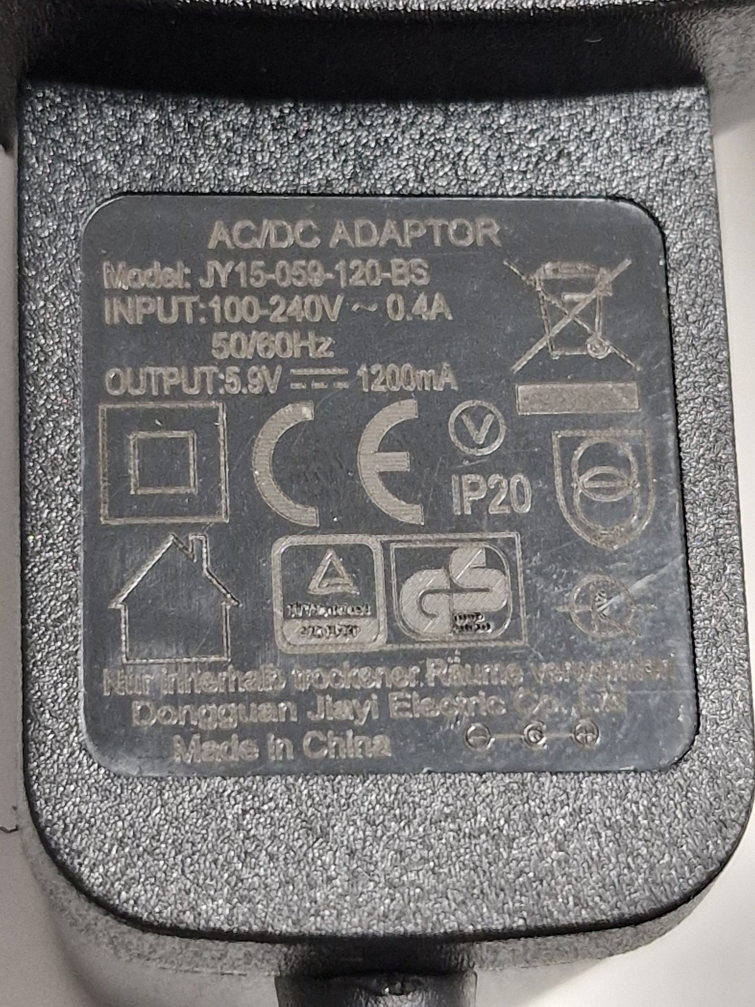 Model JY15-059-120-BS AC/DC Adapator Power Supply UK