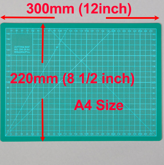 A4 Cutting Mat Self Healing 220mm x 300mm Green (8.5 inch x 12 inch)