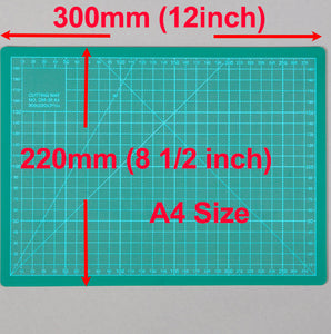 A4 Cutting Mat Self Healing 220mm x 300mm Green (8.5 inch x 12 inch)