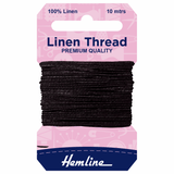 Hemline 100% Linen Thread Black 10mtrs