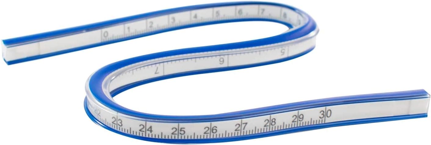 Flexible Vinyl Plastic French Curve Ruler for Drawing Design 30cm Measuring Tape Arts & Crafts-Sewing