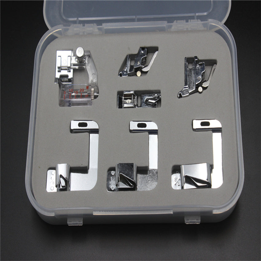 7 piece Bias Hemmer Binder Foot Set For Singer Brother Toyota Pfaff Babylock Home Low-Shank Sewing Machine