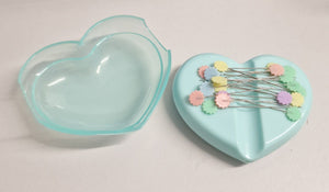 Heart Magnetic Pin Cushion Sewing Pin Holder with Free Pins­ Purple or Turquoise