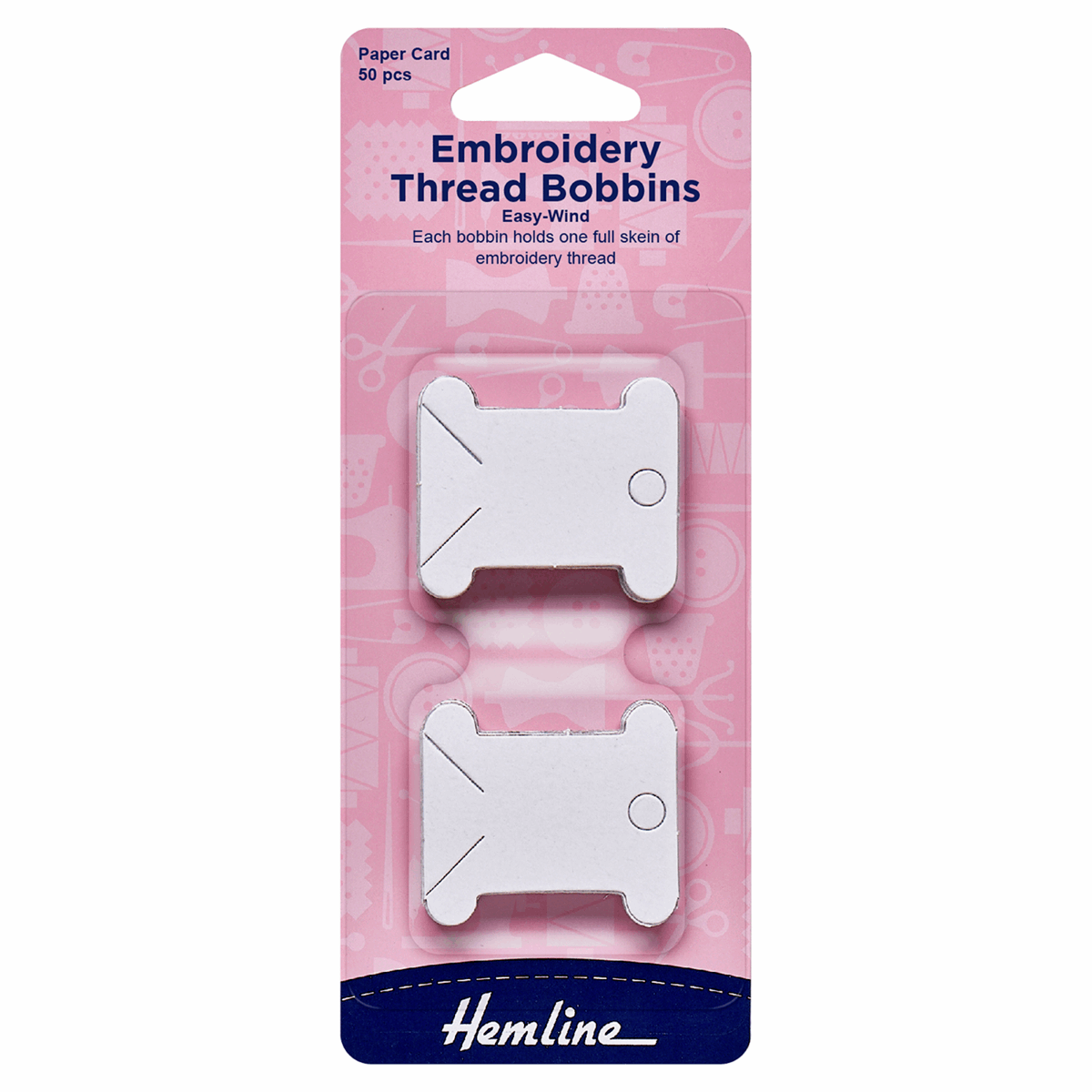 Hemline Embroidery Thread Paper Bobbins x50