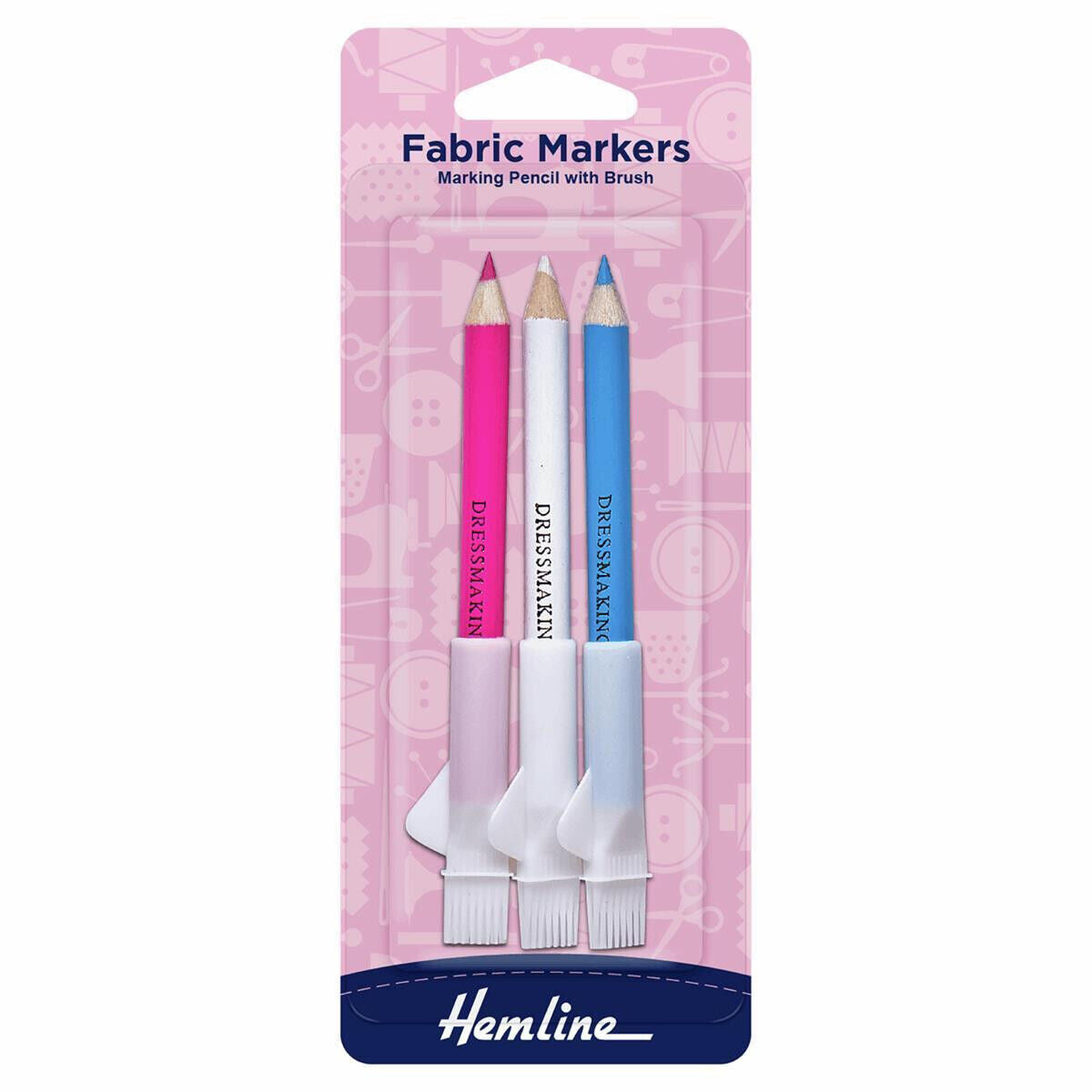 Hemline Dressmakers Fabric Chalk Pencil Set with Brush Sewing Quilters